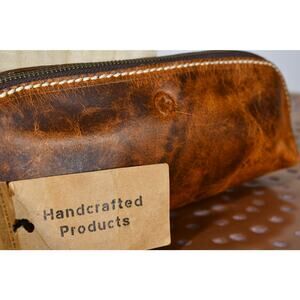 Leather Vintage Toiletry Bag by Aaron Leather Goods Vendimia Estilo Unisex